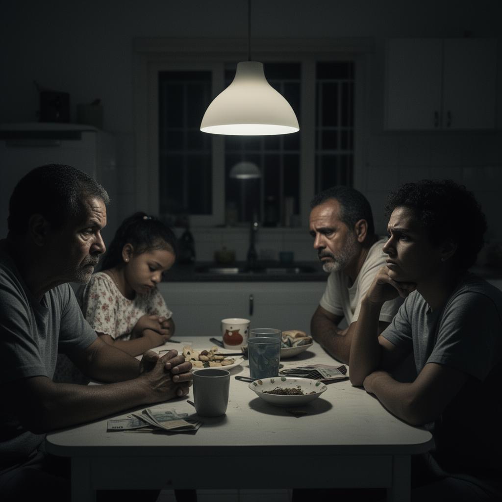 Família brasileira em casa com bens duráveis